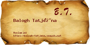 Balogh Tatjána névjegykártya